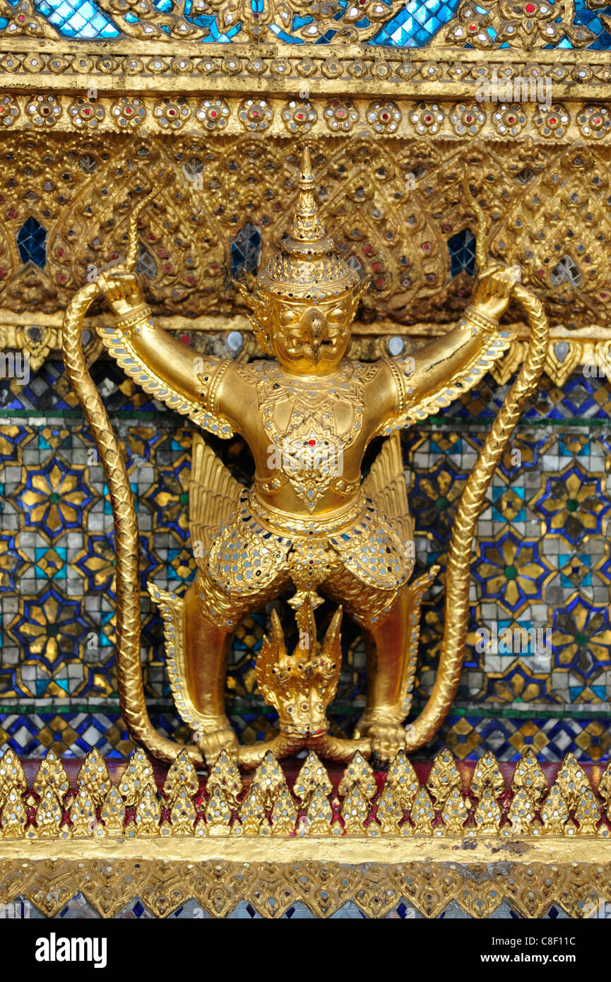 Wat Phra Keo, Grand Palace, altes, Stadt, Stadt, Bangkok, Thailand, Asien, Tempel, Statue, Detail Stockfoto