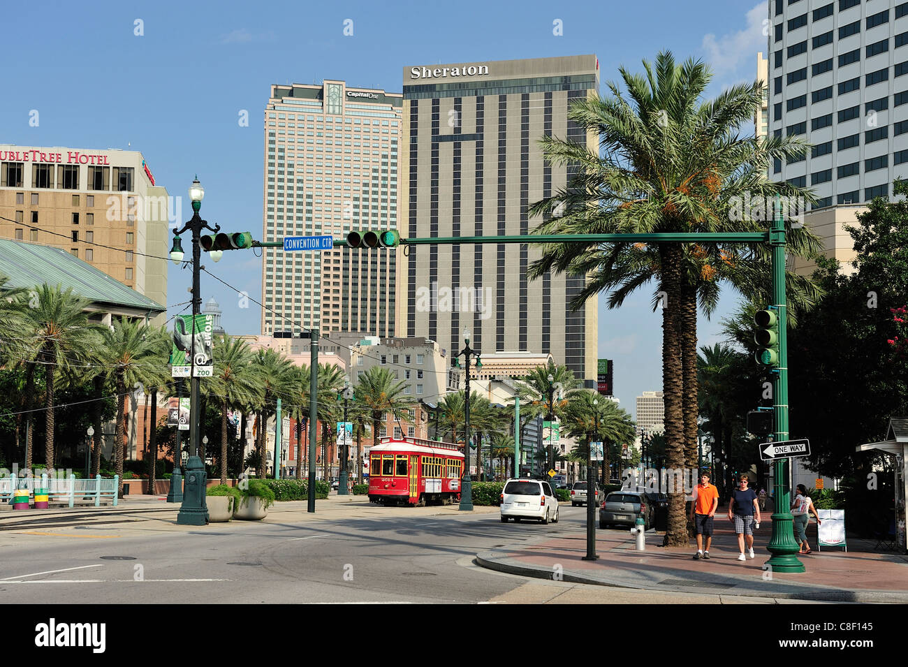 Rot, Street Car, Canal Street, New Orleans, Louisiana, USA, USA, Amerika, Verkehr Stockfoto