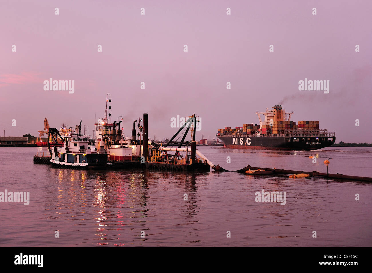 Flussschiff, Mississippi, Fluss, French Quarter, New Orleans, Louisiana, USA, USA, Amerika, Raddampfer Stockfoto
