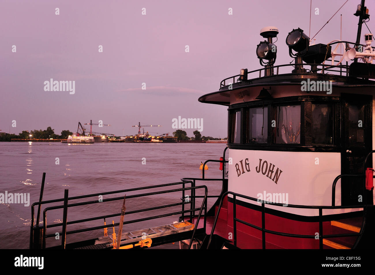Flussschiff, Mississippi, Fluss, French Quarter, New Orleans, Louisiana, USA, USA, Amerika, Raddampfer Stockfoto