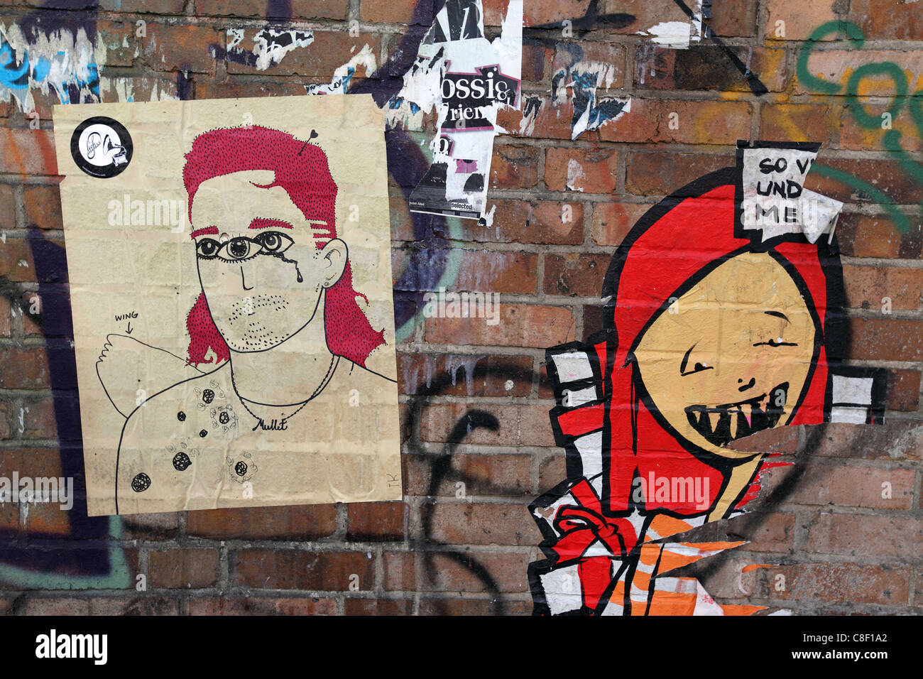 Straße Graffiti / Plakatkunst, Berlin, Deutschland Stockfoto