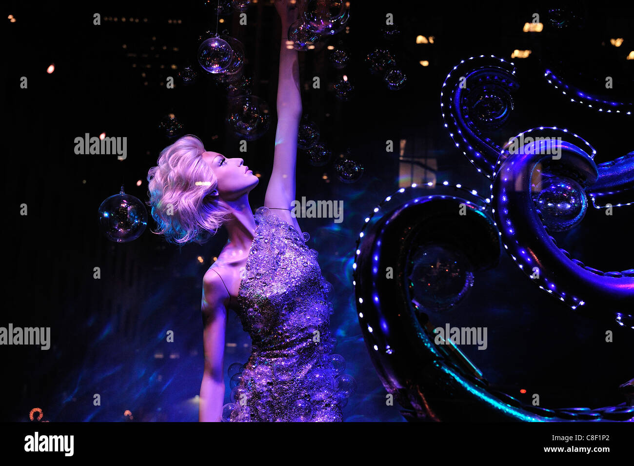 Weihnachten, Display, Saks, Firma, 5th Avenue, Manhattan, New York, USA, USA, Amerika, Dekoration Stockfoto