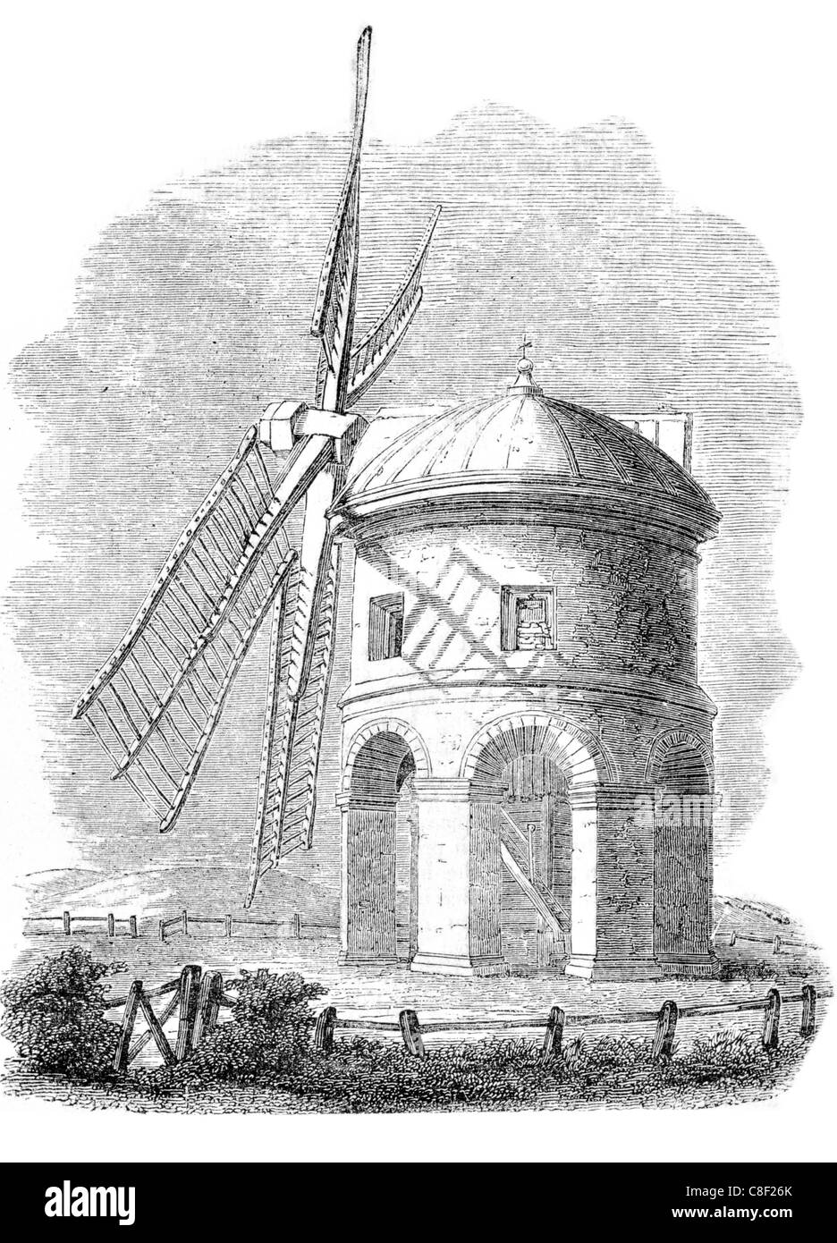 Inigo Jones Chesterton Windmühle Steinturm gewölbt Warwickshire Denkmalschutz ich Gebäude Wahrzeichen Hügel Sir Edward Peyto Stockfoto