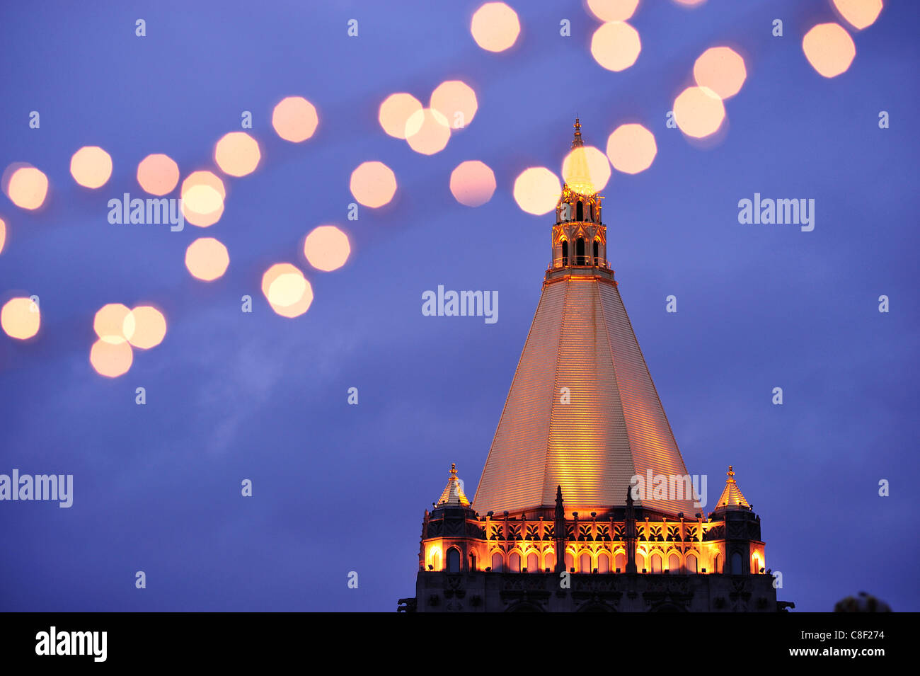 New York, Leben, Versicherung, Unternehmen, Gebäude, Manhattan, New York, USA, USA, Amerika, Weihnachten, Lichter Stockfoto