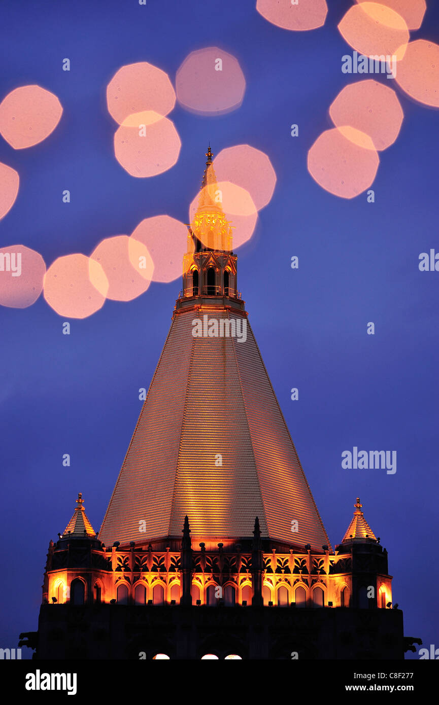 New York, Leben, Versicherung, Unternehmen, Gebäude, Manhattan, New York, USA, USA, Amerika, Weihnachten, Lichter Stockfoto