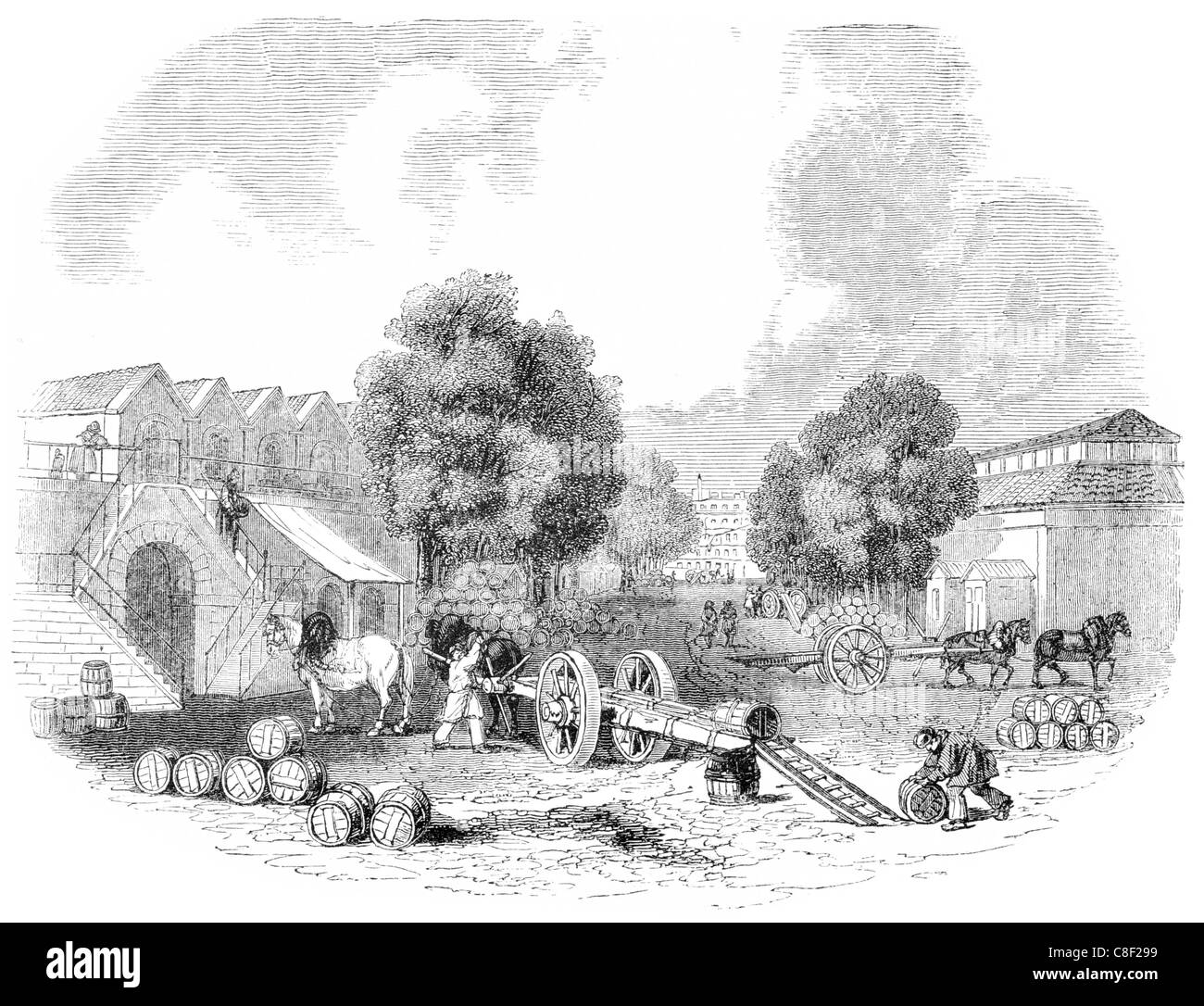 Halle Aux Vins Wein vermarkten Paris Kellerei Weinberg Trauben Trauben Rebe Reben Prozess Fabrik met Winzer machen Stockfoto