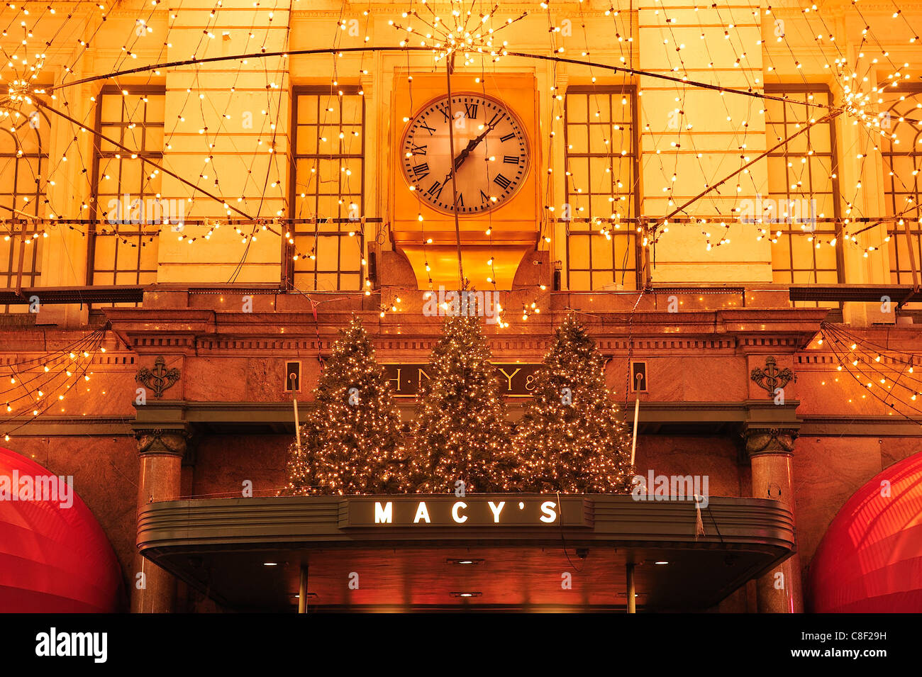 Macys, Kaufhaus, Manhattan, New York, USA, USA, Amerika, Weihnachten, Eingang Stockfoto