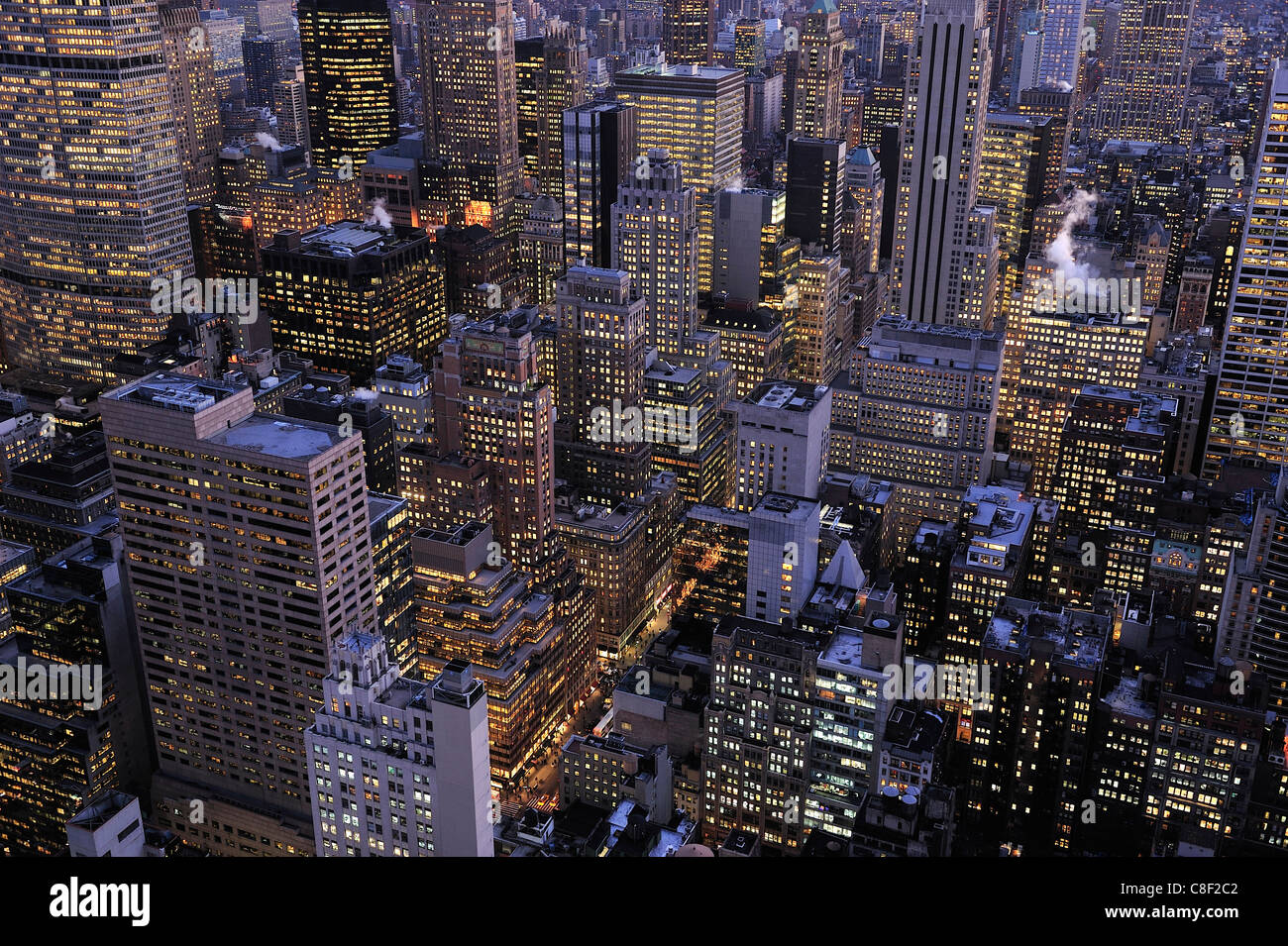 Midtown Manhattan, New York, USA, USA, Amerika, Skyline, Nacht Stockfoto