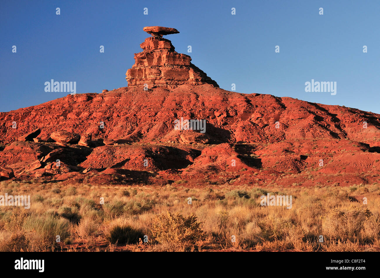 Mexikanischen Hut, Rock, Mexikanisch, Colorado Plateau, Utah, USA, USA, Amerika, rot Stockfoto