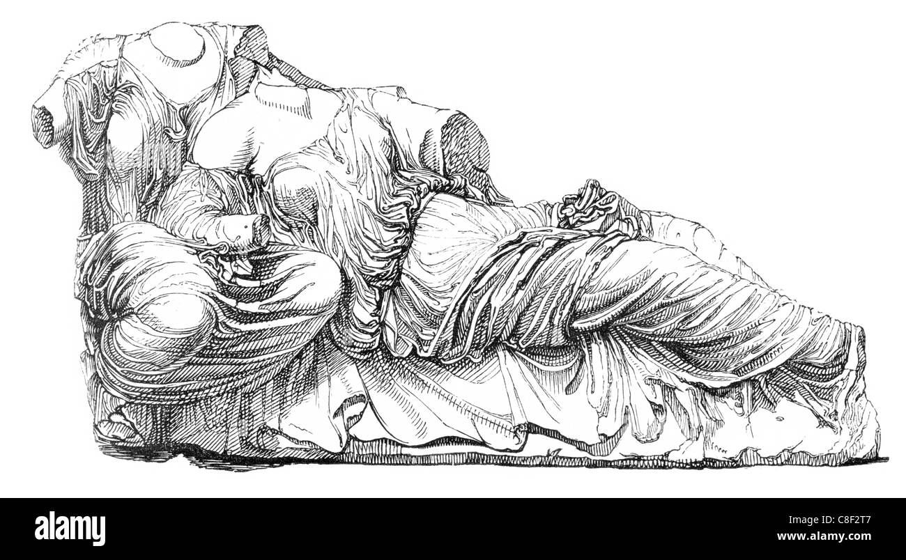 Griechischen Draperie Elgin Marbles Kostüm Kostüme Kleidung Kleidung Kleiderschrank Kleid Bekleidung Gewand Bekleidung Textilien Textil Stoff Stockfoto