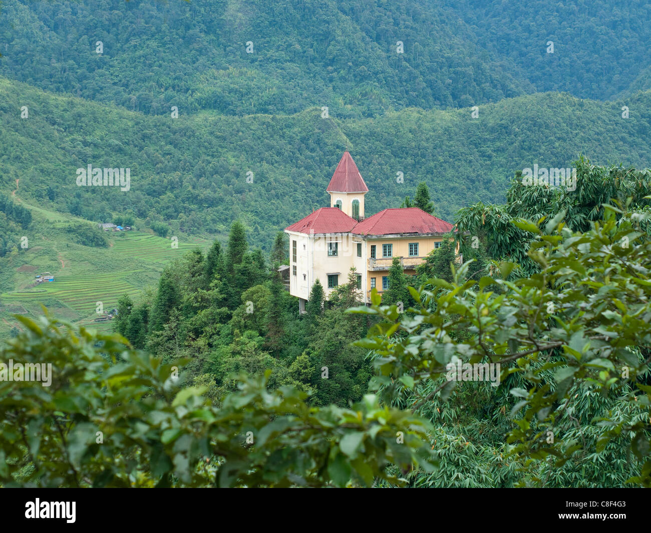 Alte, französisch kolonialen Stil Residenz in Sapa, Vietnam. Stockfoto