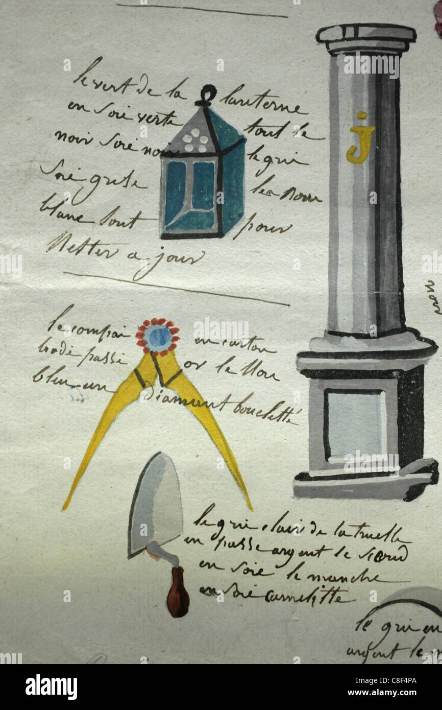 Symbole, Freimaurer Museum, Paris, Frankreich Stockfoto