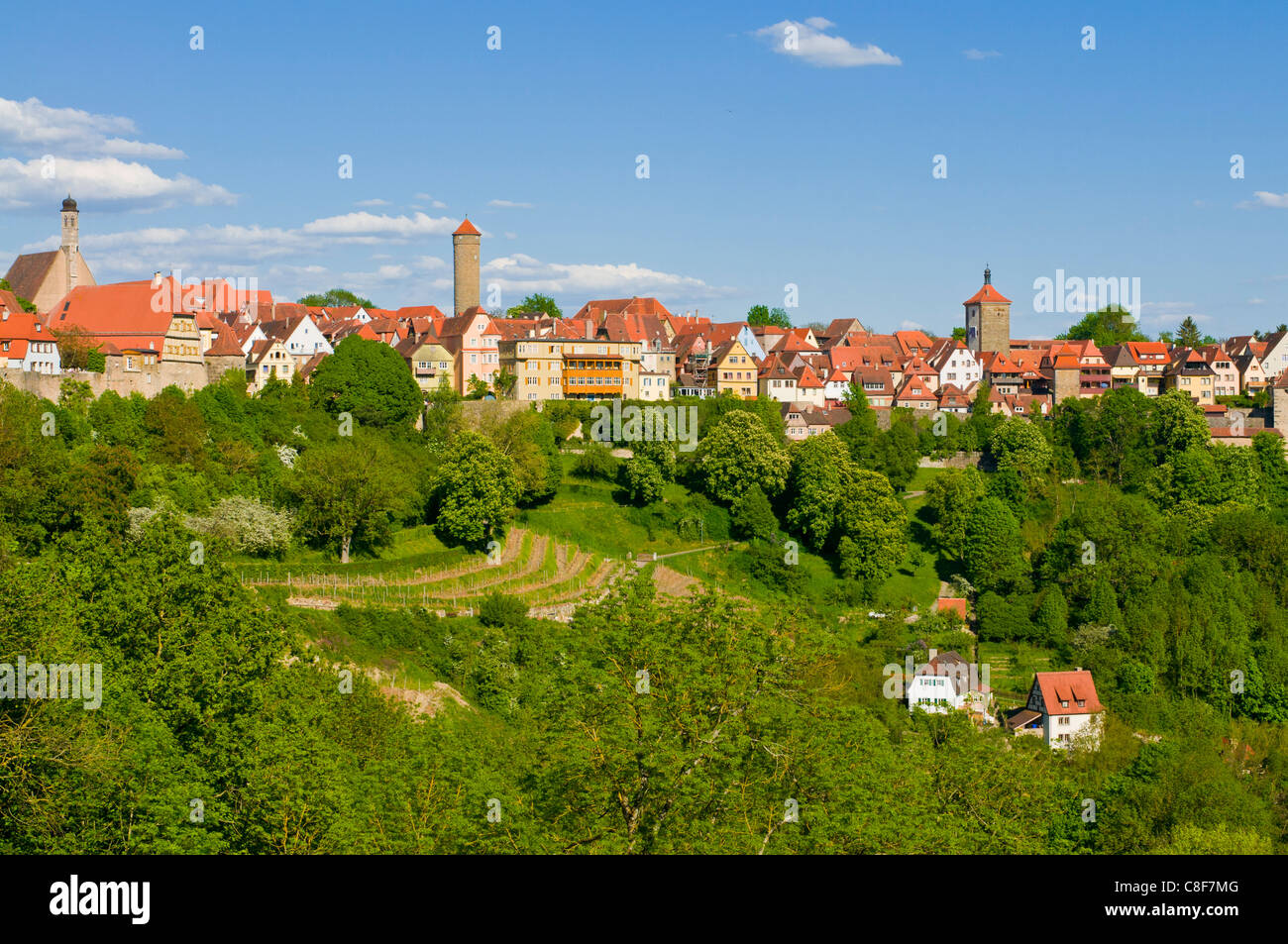 Die historische Stadt Rothenburg Ob der Tauber, Franken, Bayern, Deutschland Stockfoto