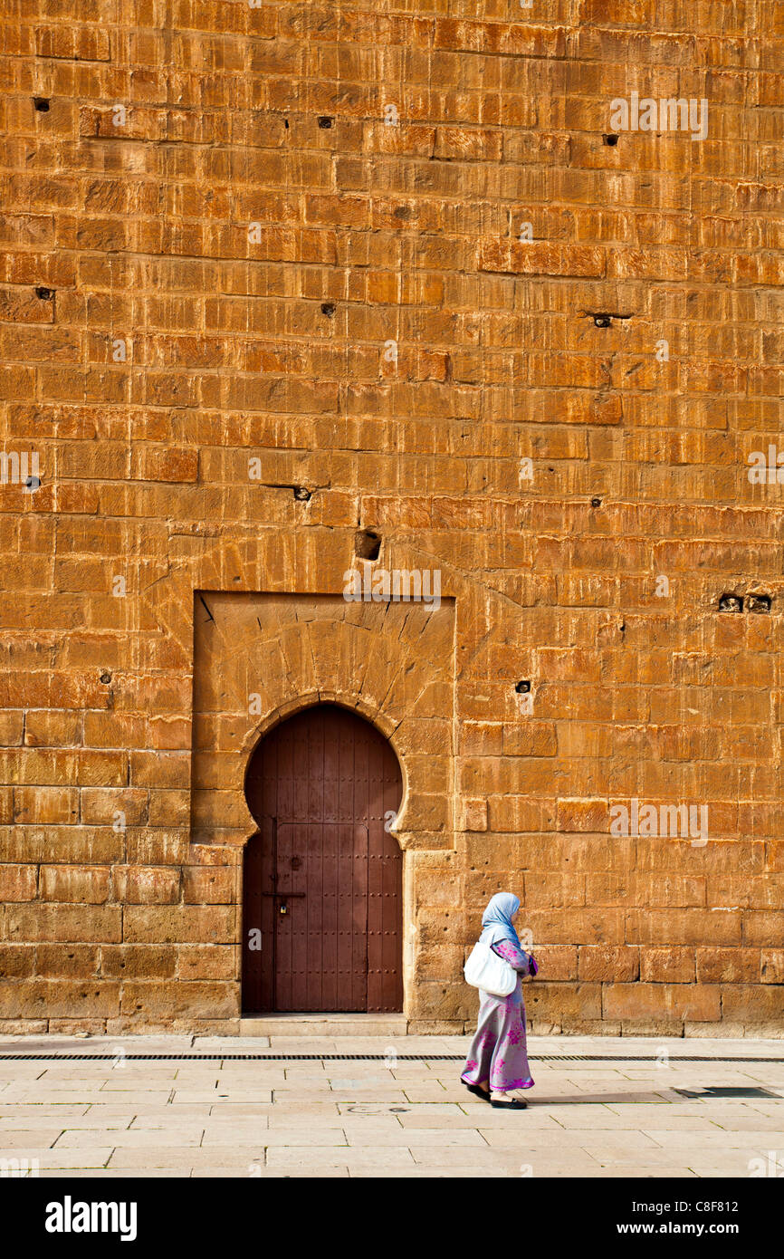 Marokko, Nordafrika, Afrika, Rabat, Mohamed, V, Mausoleum, Wacke, Eingang Stockfoto