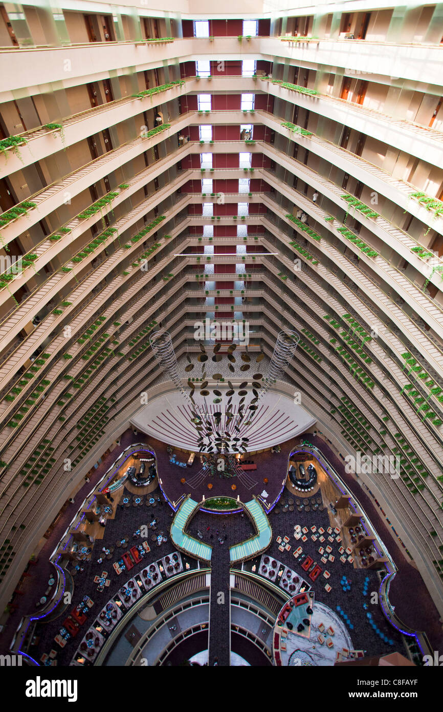 Singapur, Asien, Pan Pacific Hotel, Lobby, Halle, Halle, Blick, Blick von oben, Fußböden, Fußböden, innen, Perspektive Stockfoto