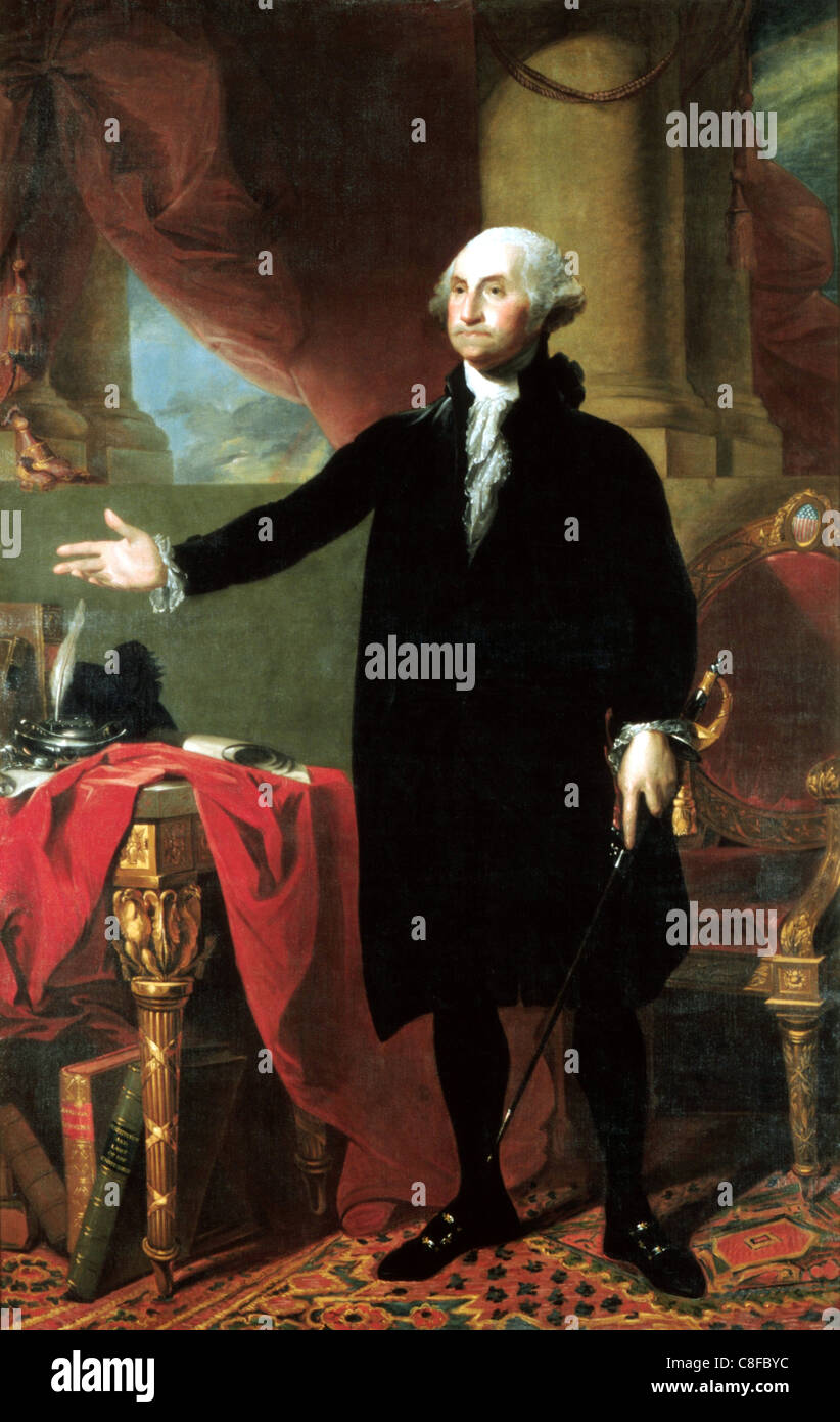 George Washington (1732 – 1799), der erste Präsident der Vereinigten Staaten von Amerika. Gemalt von Gilbert Stuart (1755-1828). Stockfoto