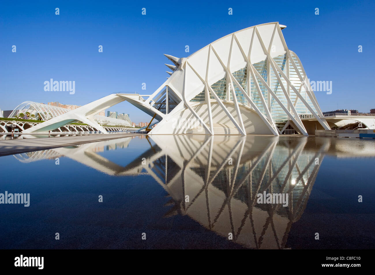 Science Museum, Architekt Santiago Calatrava, Stadt der Künste und Wissenschaften, Valencia, Spanien Stockfoto