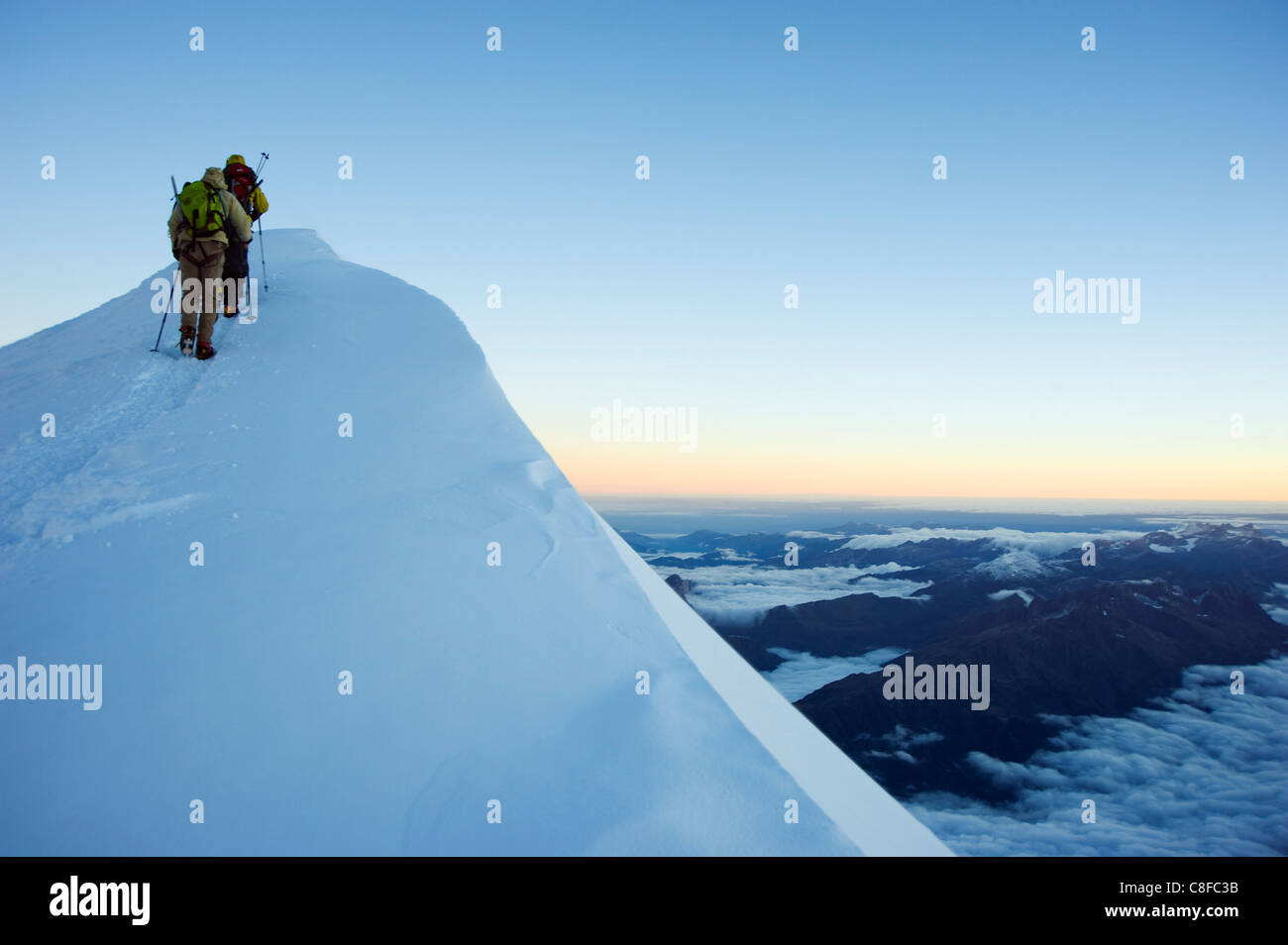 Summit Ridge von Mont Blanc, 4810 m, Chamonix, Französische Alpen, Frankreich Stockfoto
