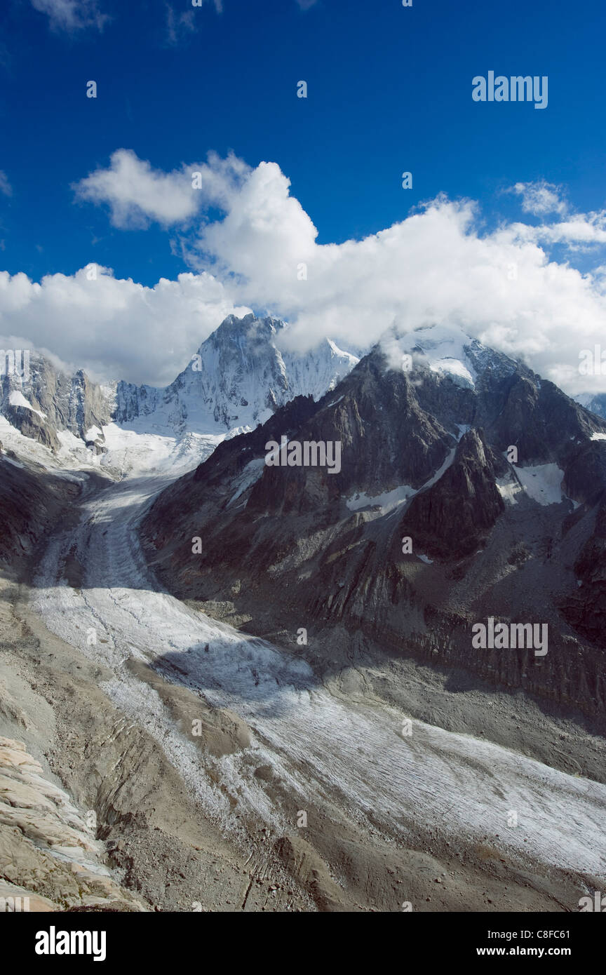 Mer de Glace Gletscher, Mont-Blanc-Massiv, Chamonix, Französische Alpen, Frankreich Stockfoto