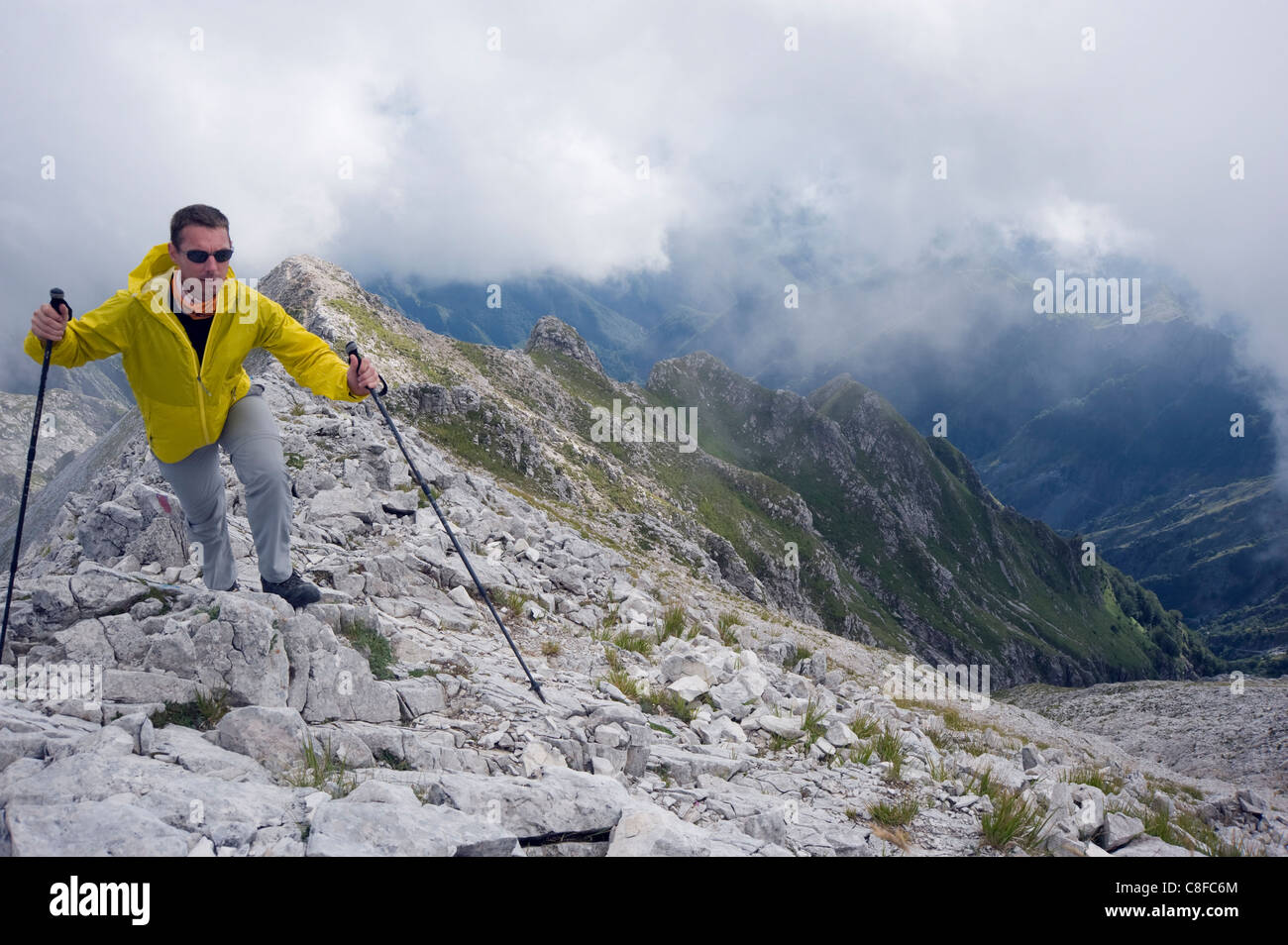 Wanderer in den Apuanischen Alpen, Toskana, Italien Stockfoto