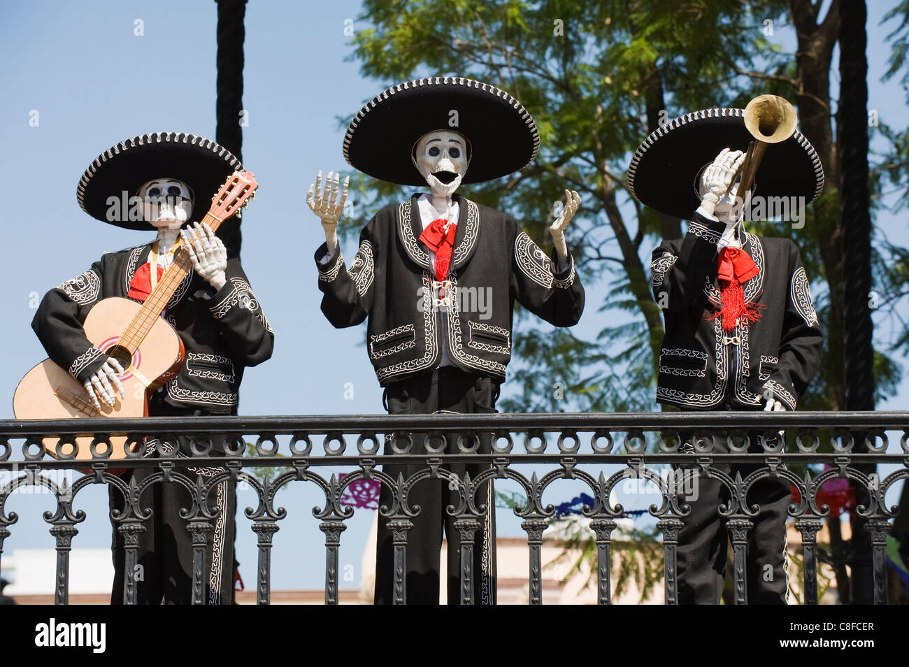 Skelett Figur Dekorationen während Dia de Muertos (Tag der Toten, Morelia, Michoacan Zustand, Mexiko Stockfoto