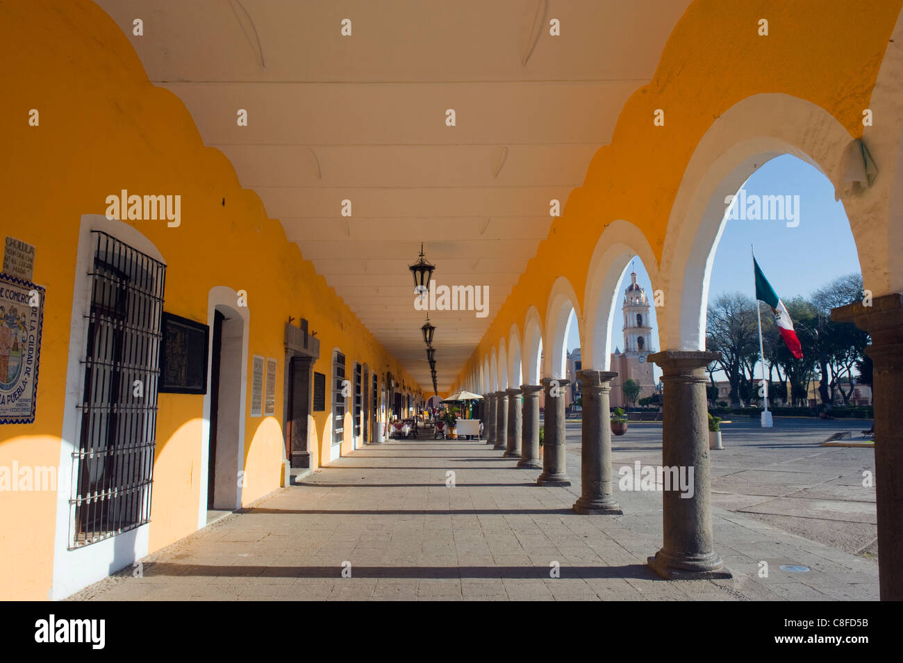 Portal-Guerrero, Mexiko Nordamerika Zocalo Bögen, Cholula, Puebla Zustand Stockfoto