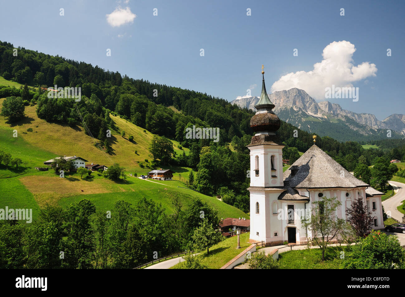 Kirche Maria Gern und Untersberg, Berchtesgadener Land, Bayern, Deutschland Stockfoto