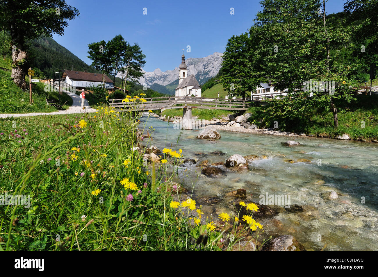 Kirche von Ramsau, Berchtesgadener Land, Bayern, Deutschland Stockfoto