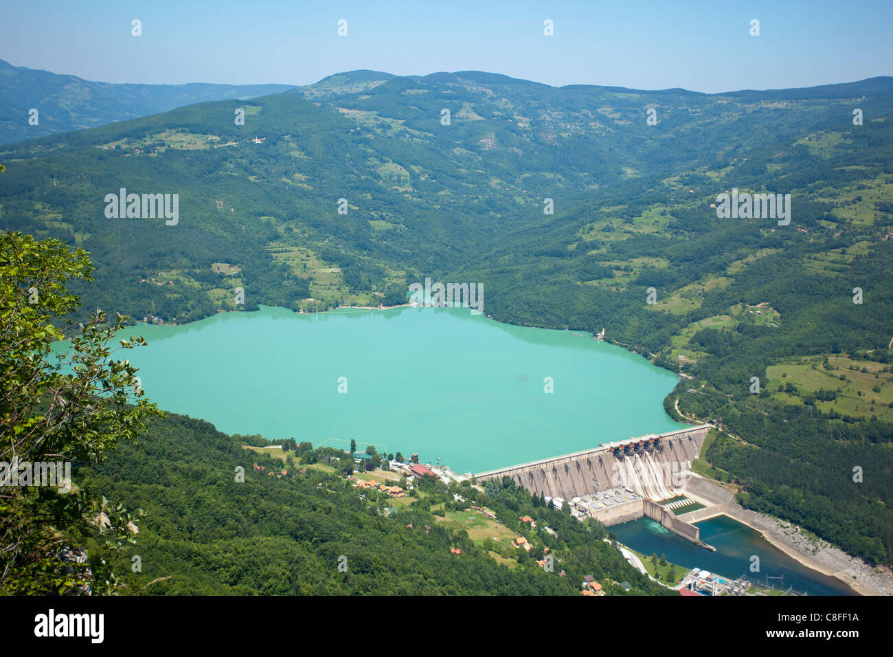 Strom aus Wasserkraft Perucac Drina Dam Serbien Stockfoto