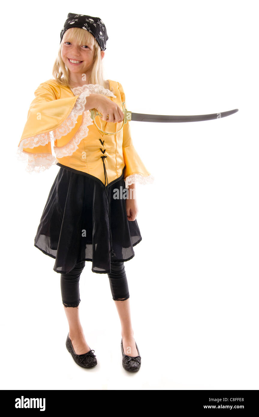 Pirate Girl bereit zu plündern und zu plündern! Aargh! Stockfoto
