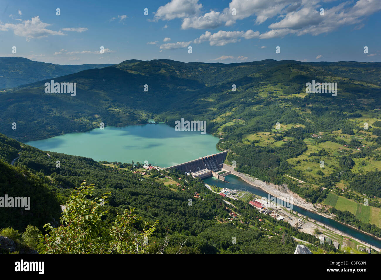 Strom aus Wasserkraft Perucac Drina Dam Serbien Stockfoto