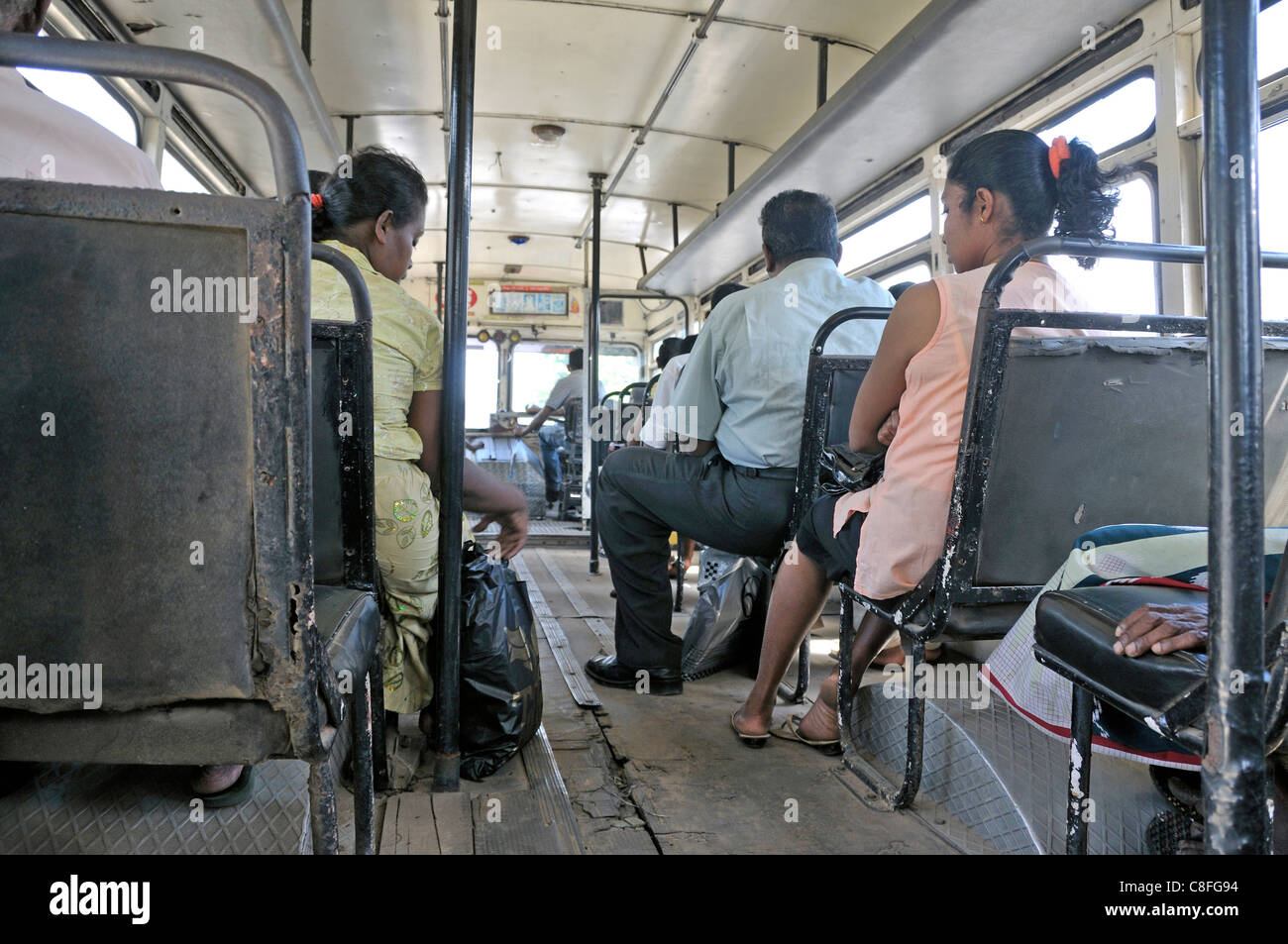 Schließen Sie Asien, Askok, Bus, Ceylon, Sri Lanka, Leyland, Verkehr, Bus, Bus, Transport, Verkehr, Südasien Stockfoto