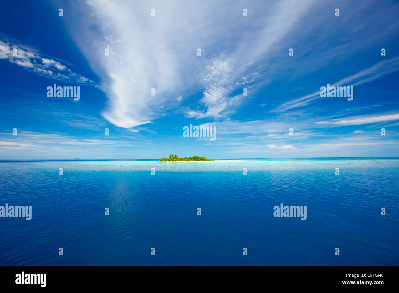 Einsame Insel, Malediven, Indischer Ozean Stockfoto