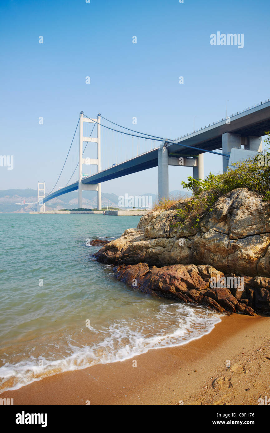 Tsing Ma Brücke, Ma Wan, Hong Kong, China Stockfoto