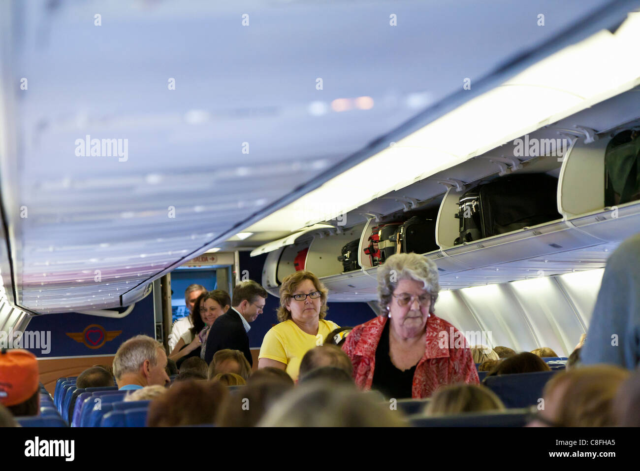 Fluggästen Southwest Airlines Jet in Orlando, Florida Stockfoto