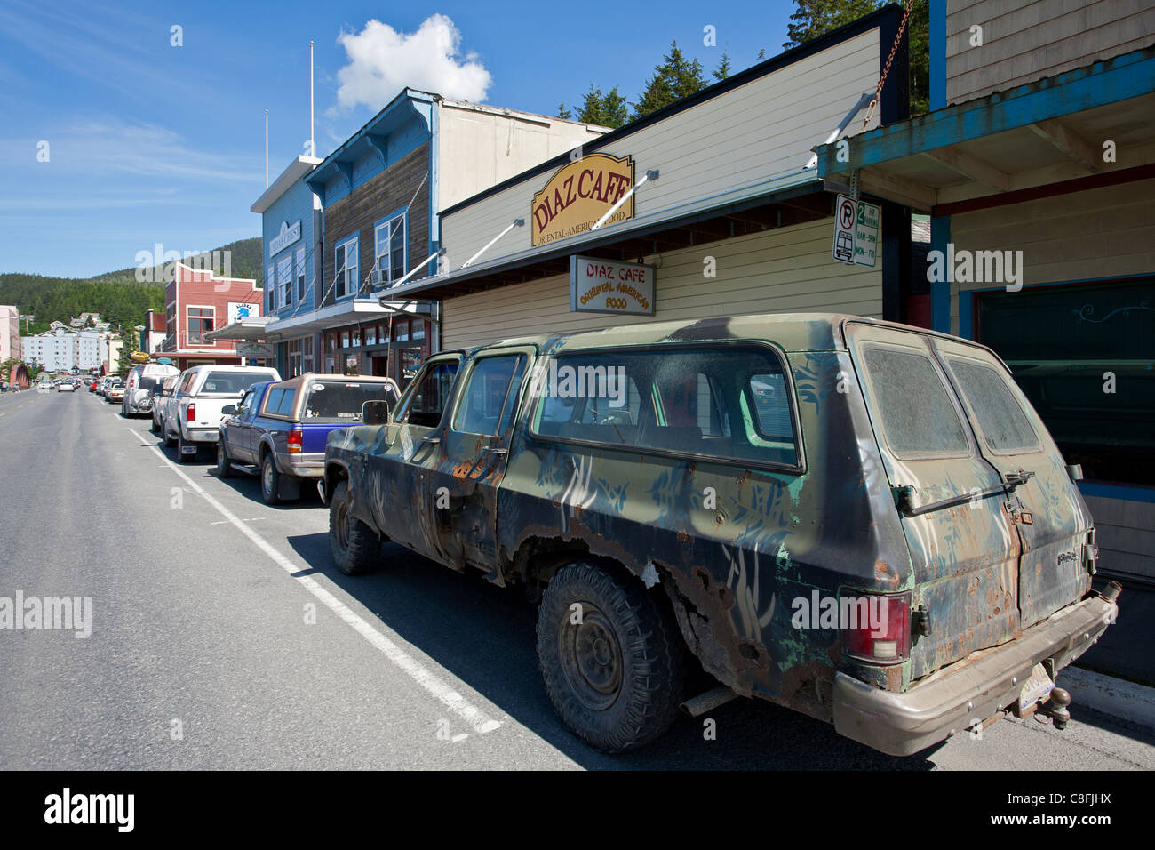 Rostige Auto. Ketchikan. Alaska. USA Stockfoto