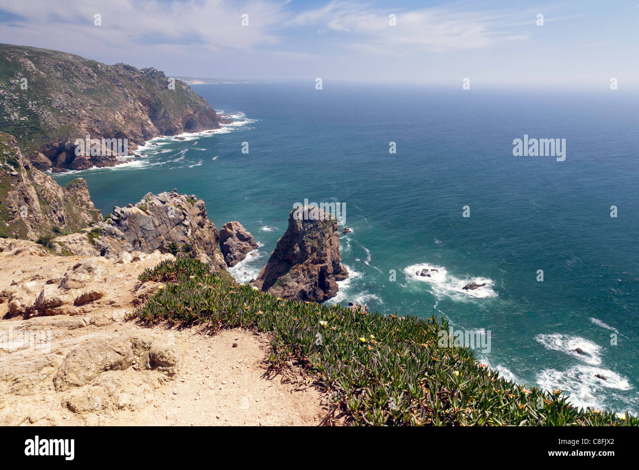 Cabo da Roca Klippen und Küste, Portugal - der westlichste Punkt auf dem europäischen Festland Stockfoto