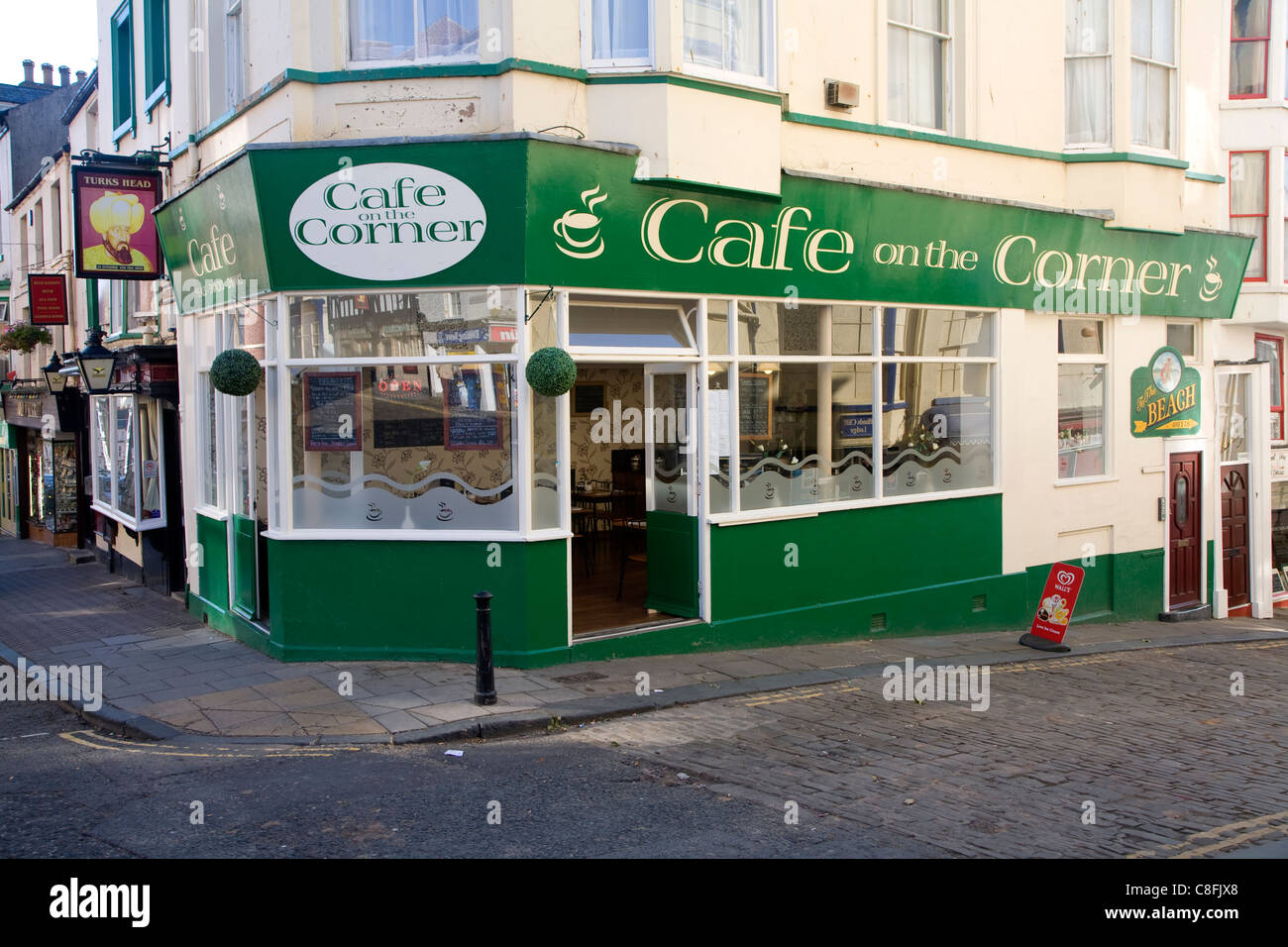 Ecke Café, Scarborough, Yorkshire, England Stockfoto