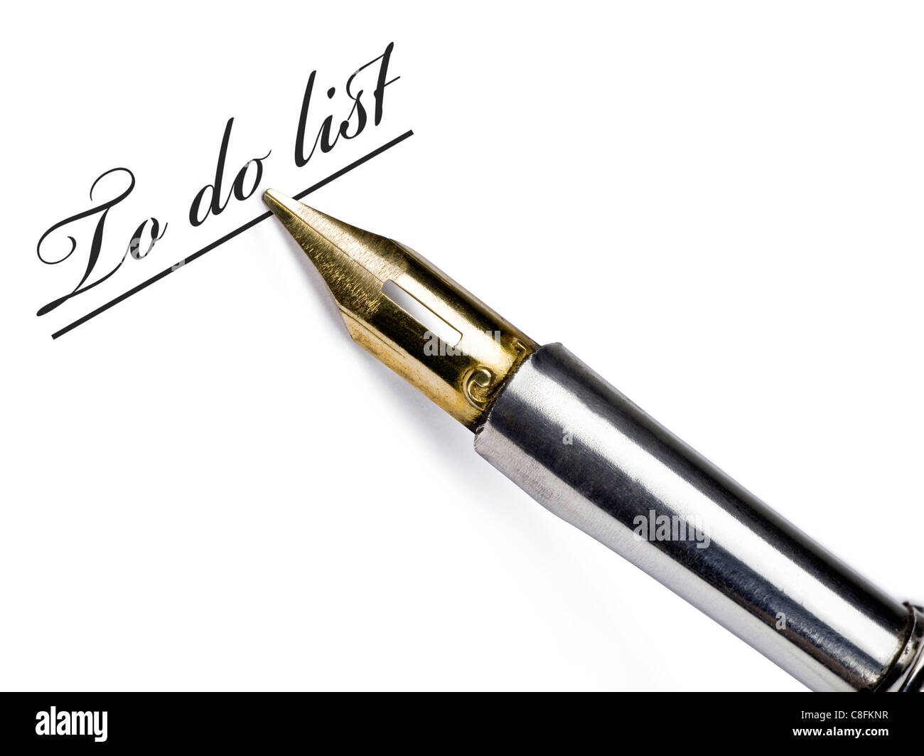 Schreiben eine to-do-Liste auf weißem Stift Stockfoto