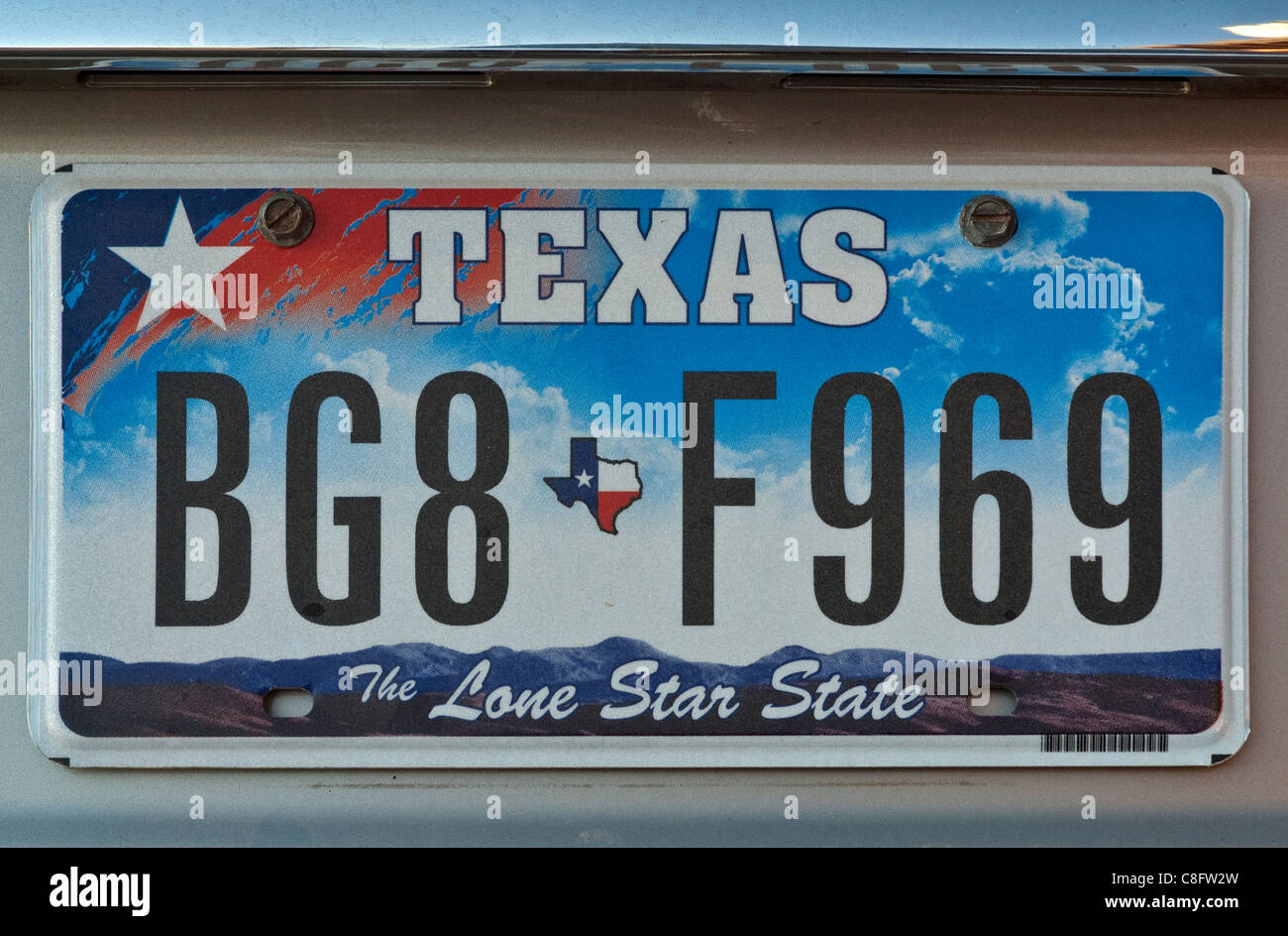 Kfz-Kennzeichen in Texas, The Lone Star State, USA Stockfoto