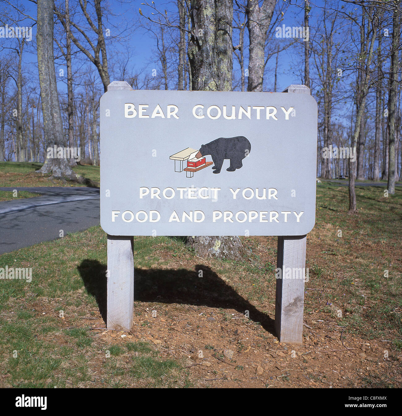 Bär Land Zeichen im Shenandoah-Nationalpark, Virginia, Vereinigte Staaten von Amerika Stockfoto