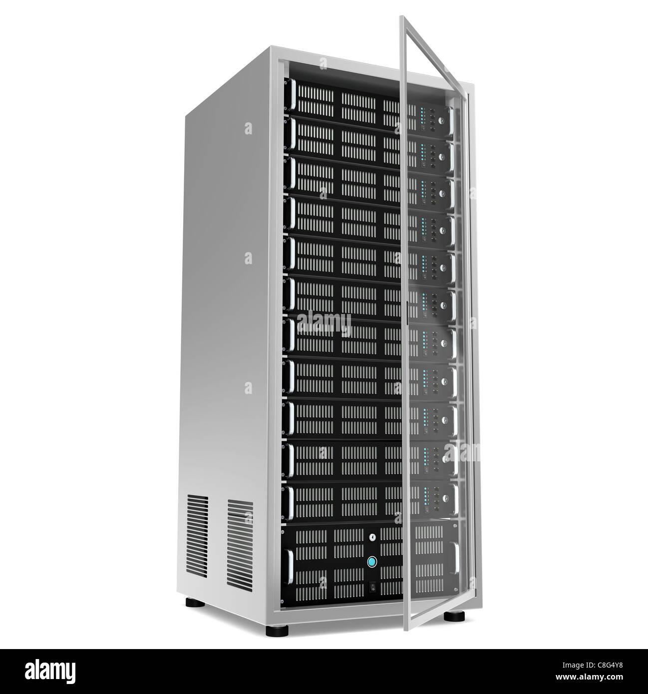 Tur Rack It Server-Rack, halb offene Tür Stockfotografie - Alamy