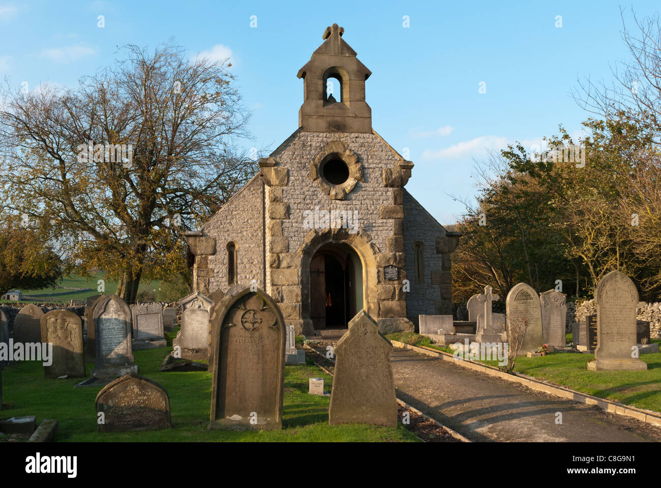 Longstone Kapelle in Derbyshire Peak District National park Stockfoto