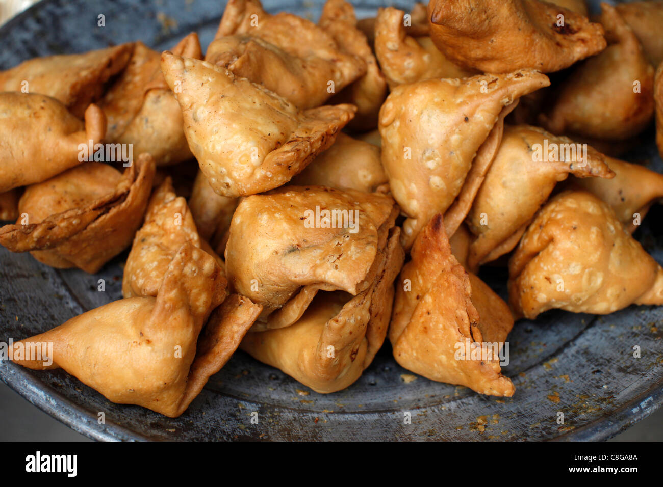 Samosas, Haridwar, Uttarakhand, Indien Stockfoto