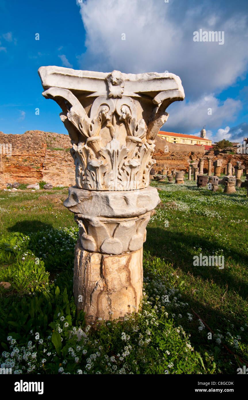 Alten ruiniert Säulen im Hamam Seghir, Cherchell, Algerien, Nordafrika Stockfoto