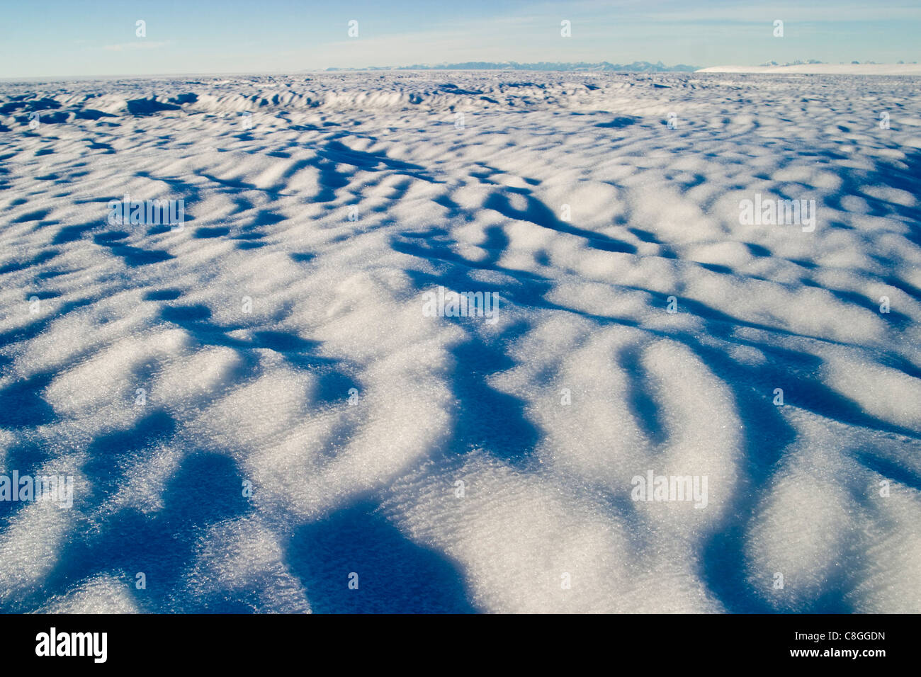 Ansicht von Inlandeis in Küstenregion von Süd-Ost-Grönland, Polarregionen Stockfoto