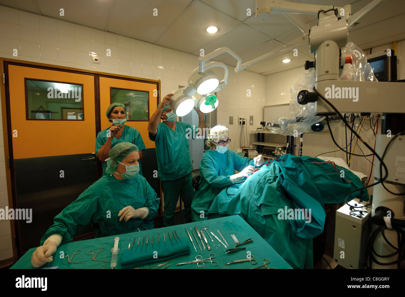 Ärzte der Ohr-Chirurgie im OP-Saal Stockfoto