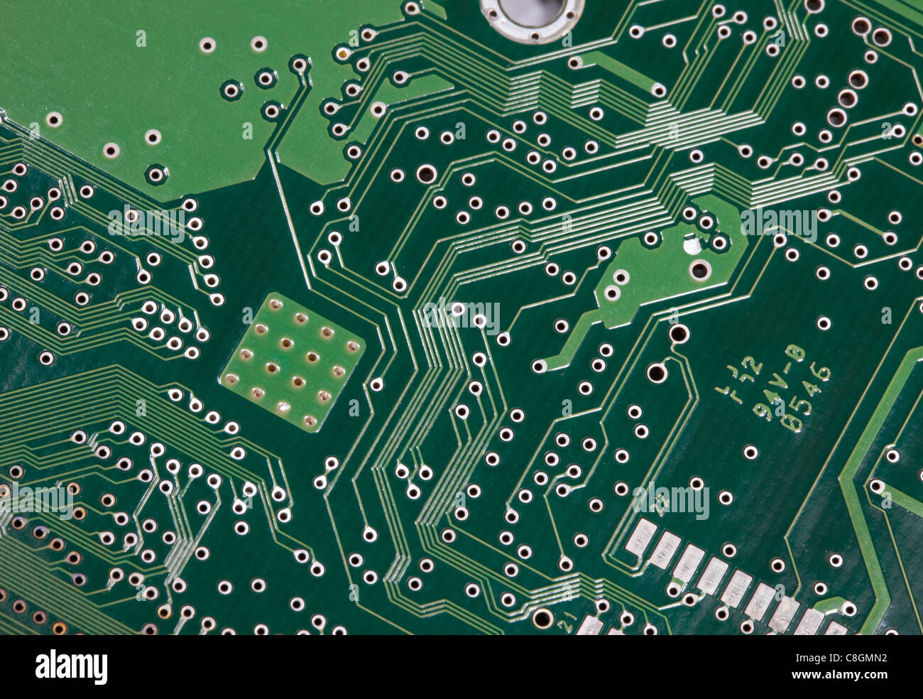 Auf der Rückseite der Leiterplatte Stockfoto
