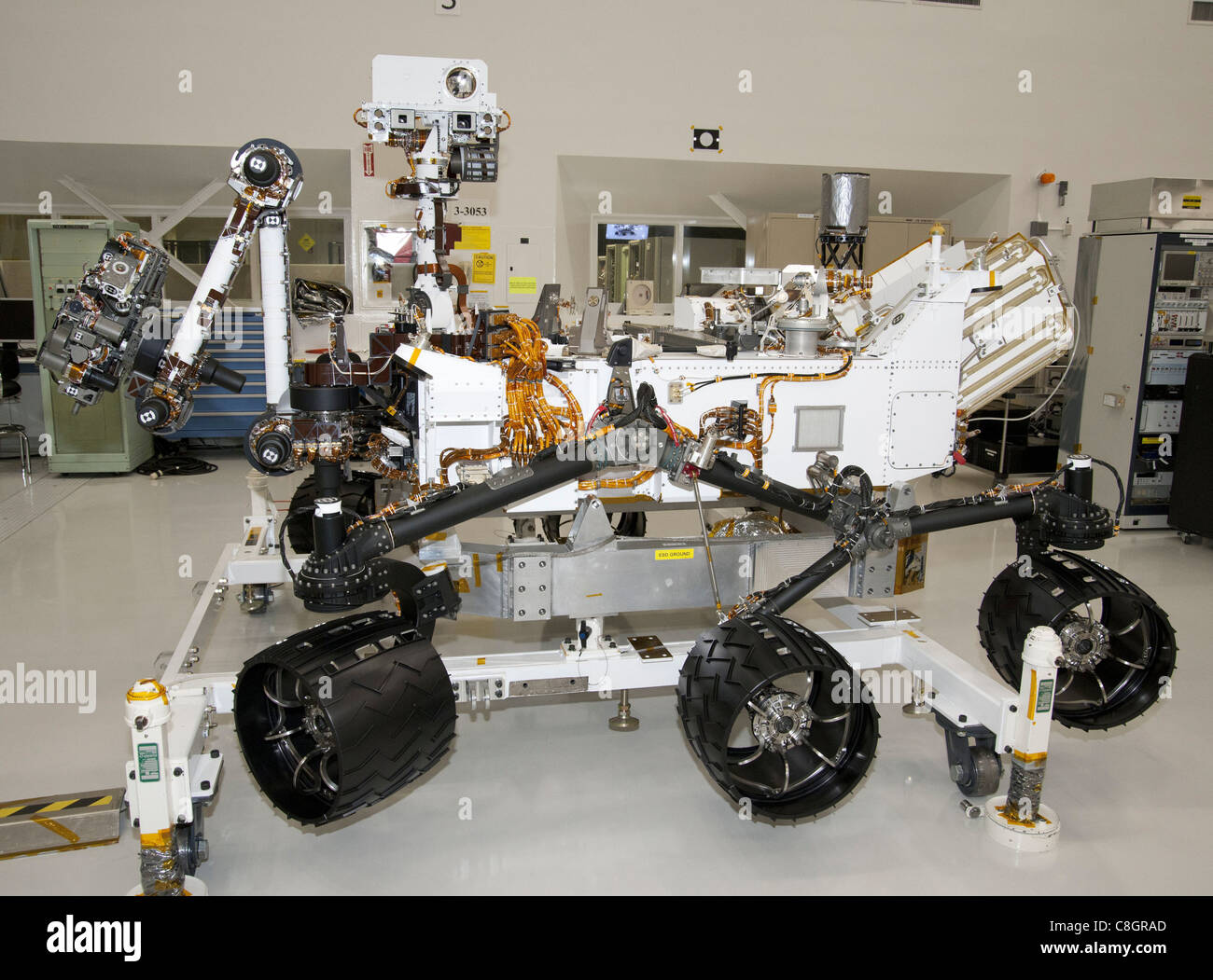 NASA Mars Rover Curiosity bei JPL, Seitenansicht Stockfoto