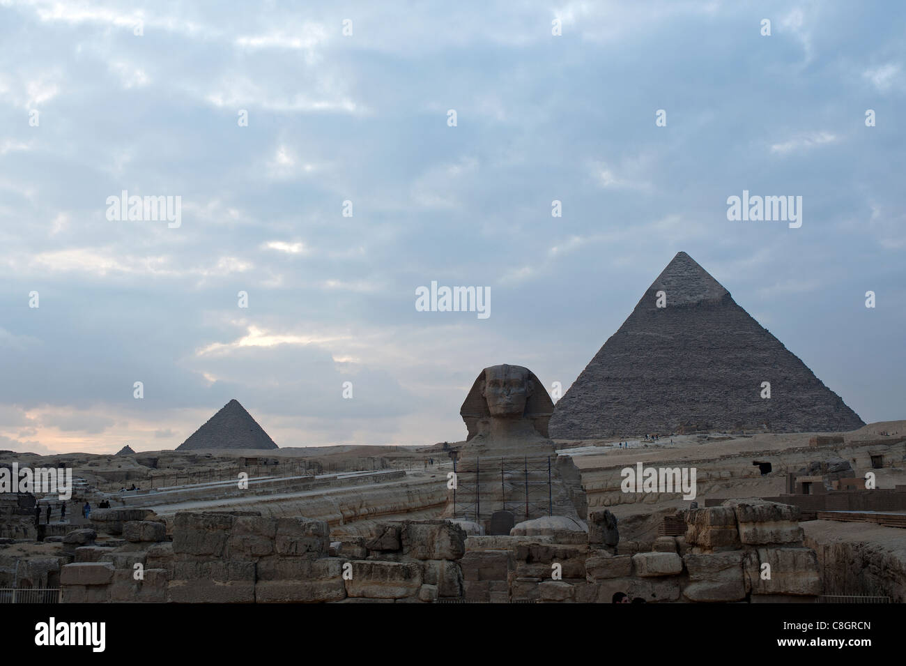 Sphinx und Pyramiden, Gizeh, Kairo, Ägypten Stockfoto